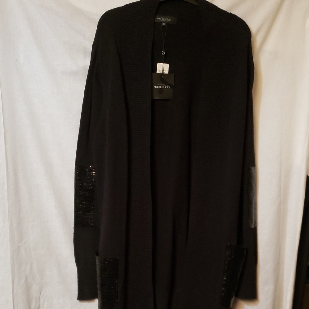 Black Cardigan with Sequin Accents